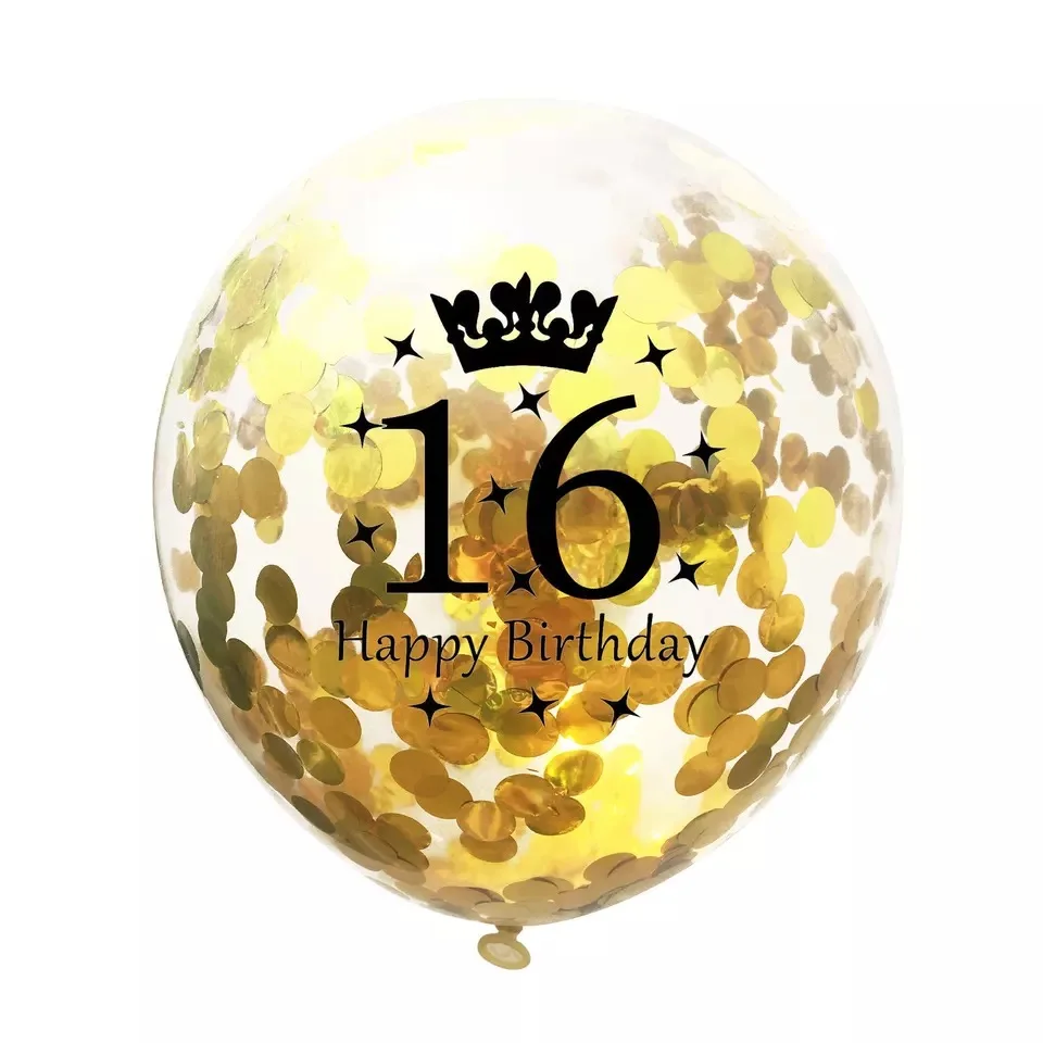15 قطعة/المجموعة 16th بالونة عيد ميلاد سعيد ديكور الذهب والفضة النثار بالونات اللاتكس لعمر 16 سنة عيد ميلاد احتفال الديكور #3