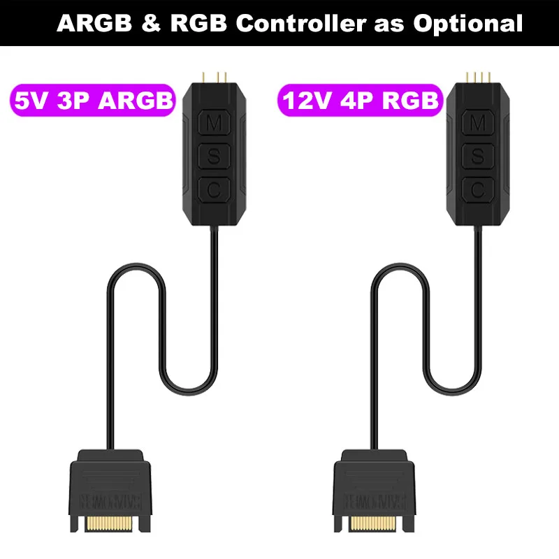 RGB Controller Splitter Cable Converter,SATA 12V 4-Pin AURA 5V 3Pin ARGB 3 Button LED 2 3 4 5 Hub Adapter for Light Strip,Lamp