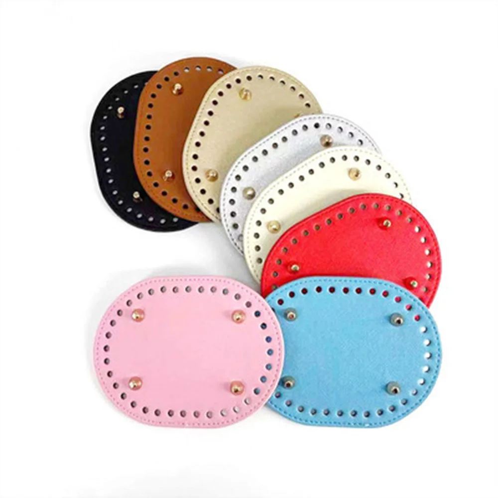 New 14.5*11cm Diy Hand-Woven Bag Hardware Accessor Cross Pattern Pu Oval Bag Bottom Women\'S Bag Accessories For Handbags