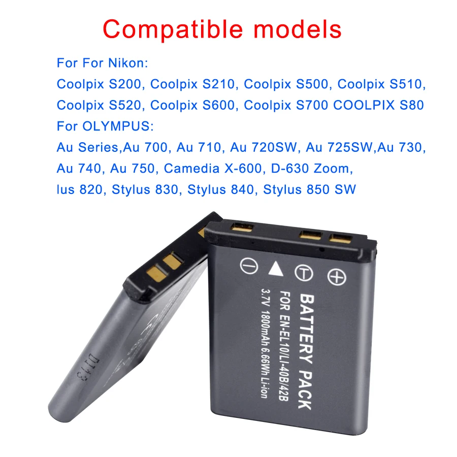 PALO 3.7V 1800mAh Li-ion Digital Camera Battery for Li-40B Li40B Li 40B Li-42B EN-EL10 EN EL10 ENEL10 U700 U710 FE230 FE340