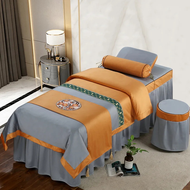 Ali textiles Style Bedspread European Woolen Beauty Salon Massage Bed Shampoo Bed Four-piece Set Can Be Customized