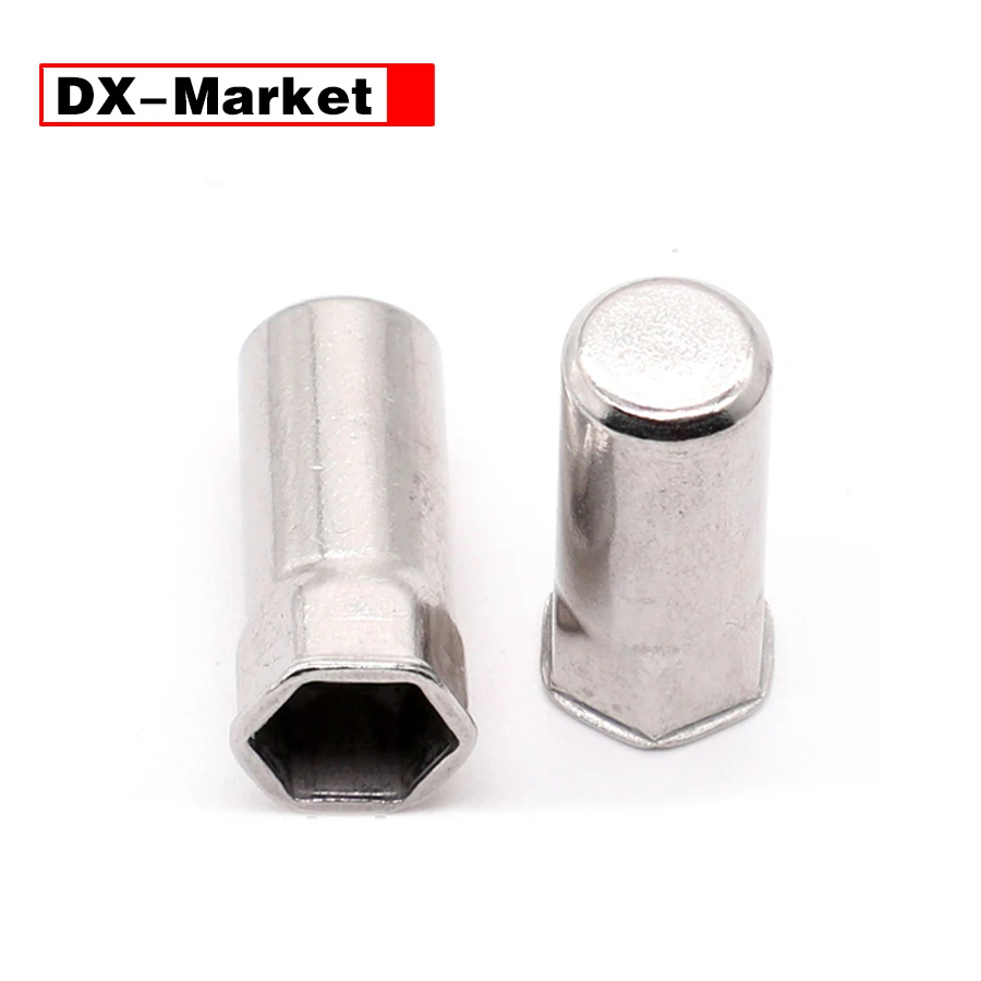 m4 m5 m6 m8 m10 m12 samll head close end rivet nut ,304 stainless steel semi-hex body rivet nut  ,K015