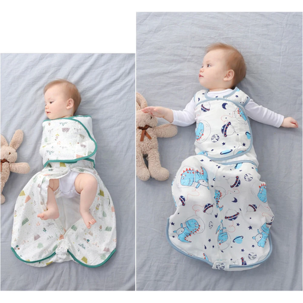 Baby Sleeping Bag Wearable Blanket Newborn Swaddle Wrap Sack Gauze Bamboo Cotton Spring 1Tog Sleep Bag Changing Diaper 0-24M