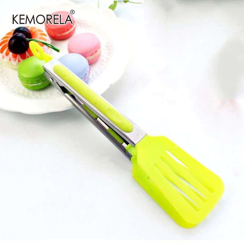 Colorful BBQ Food Tong Stainless Steel BBQ Tong Bread Salad Barbecue Nonslip Cooking Kitchen selfservice picnic Accessories Tool