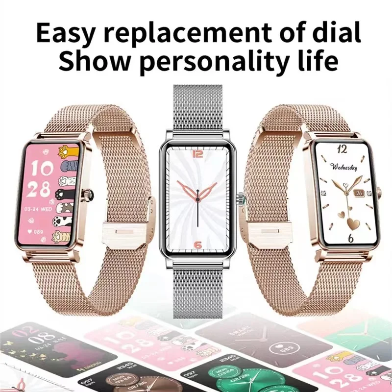 Fashion Women Smart Watch Custom Dial Full Touch Screen IP68 Waterproof Smartwatch for Woman Lovely Bracelet Heart Rate Monitor