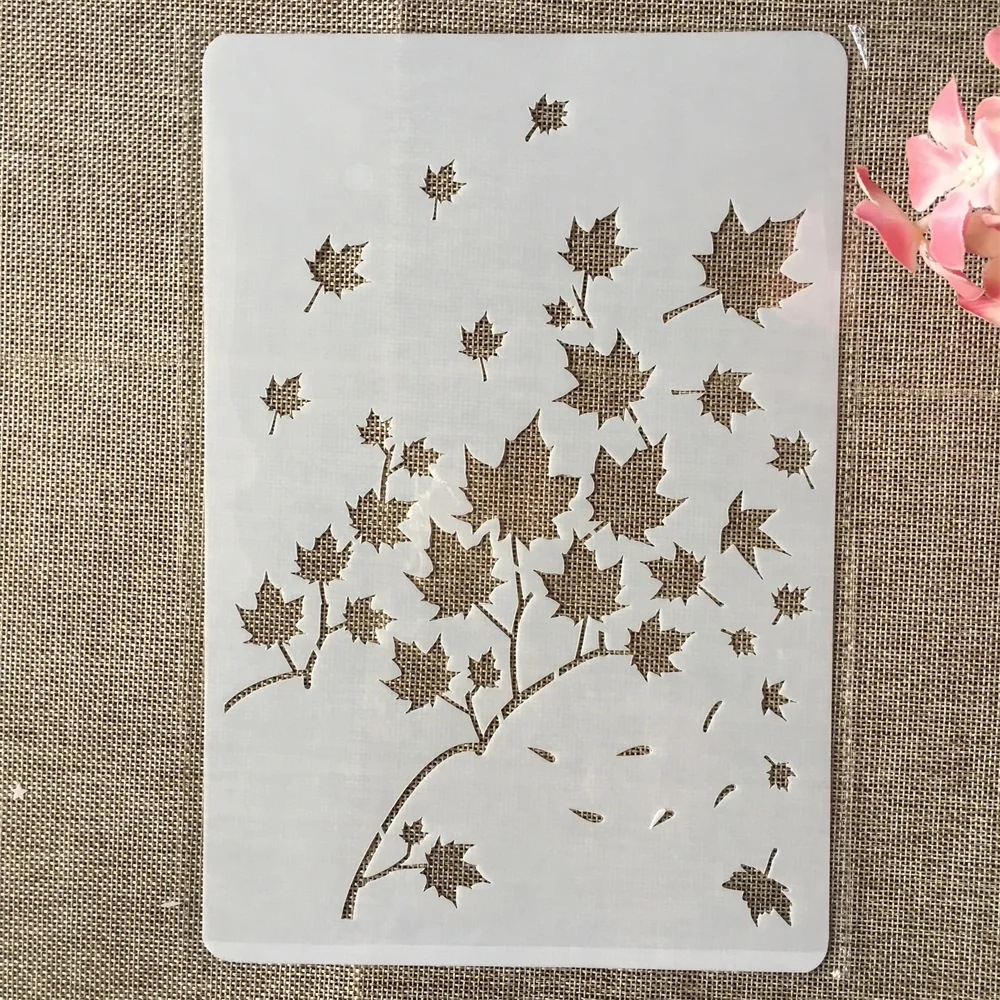 1 sztuk 26*17cm liście klonu DIY nakładania warstw szablony malowanie ścian księga gości kolorowanie tłoczenie Album dekoracyjny szablon