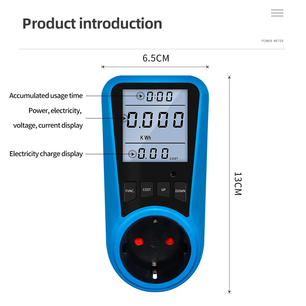 Wattmètre de tension ca 230V 50Hz, compteur d\'énergie vu, analyseur électrico, moniteur, prise ue UK, 50% de réduction