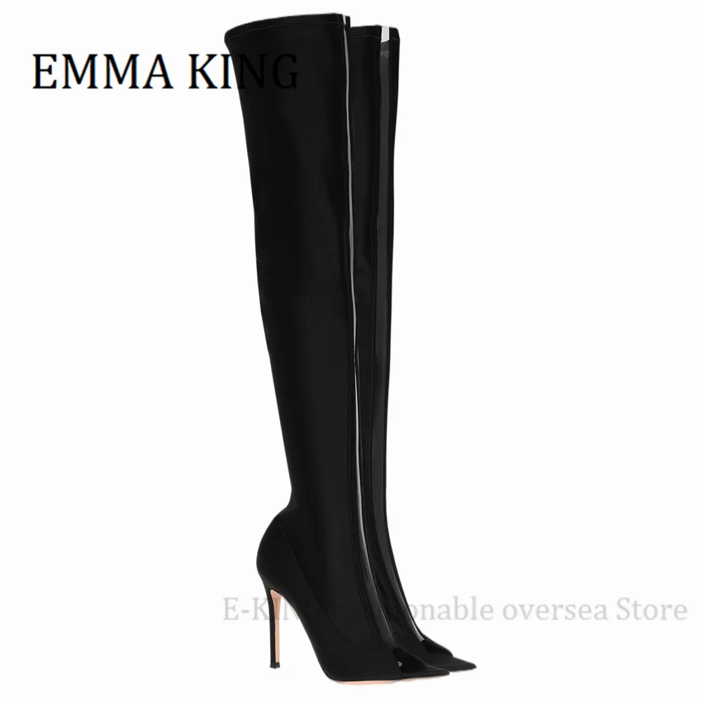 Sexy Stiletto High Heels Thigh-high Boots Peep Toe Women Stretch Over The Knee Boots Ladies Elegant Party Dress Shoes For Women