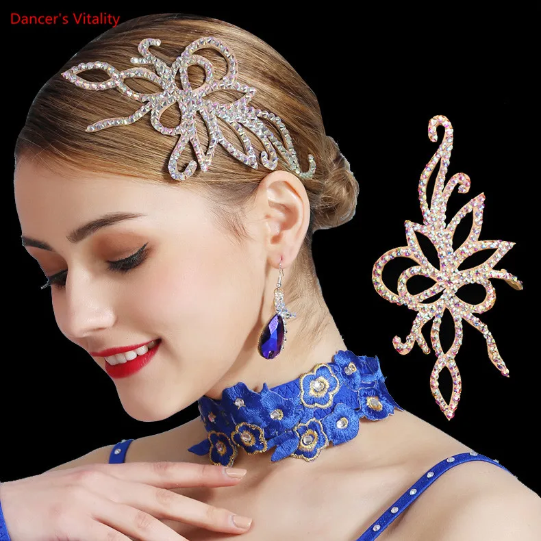 Dance Headdress Middle Eastern Rhinestone Handmade Cowhide Bottom Headdress Modern Dance Latin Dance Headdress