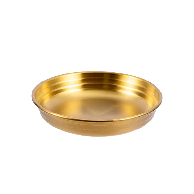 Korean kimchi dish 304 stainless steel flat-bottom small dish silver gold cold dish seasoning dish barbecue restaurant tableware