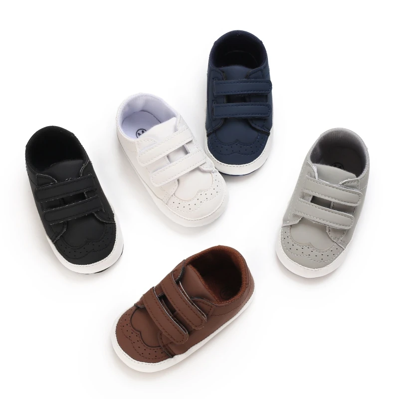 Autumn Solid Soft Sole PU Leather Crib Shoes For Newborn Baby Boys Girls Shoes  Anti-Slip Shoes 0-18M First Walker