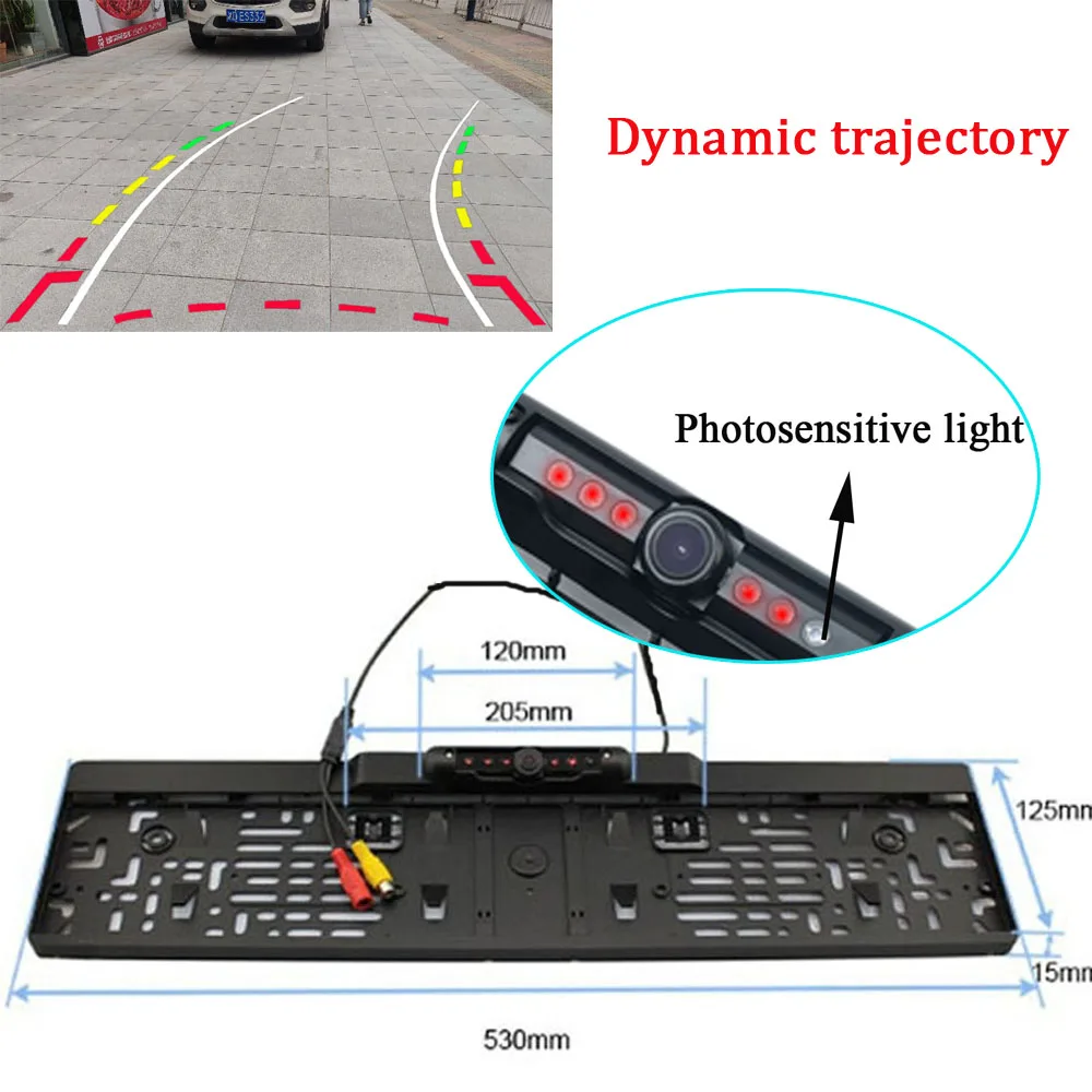 

Dynamic Trajectory Rearview Camera CCD HD Car European License Plate Camera Night Vision Car Parking Assistance For European