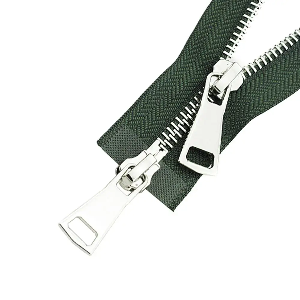 30/40/50/60/70/80cm 5# Mix-Color High Quality Open-end Double Sliders Silver Metal Zipper For DIY Handcraft Garment Cloth Shoes