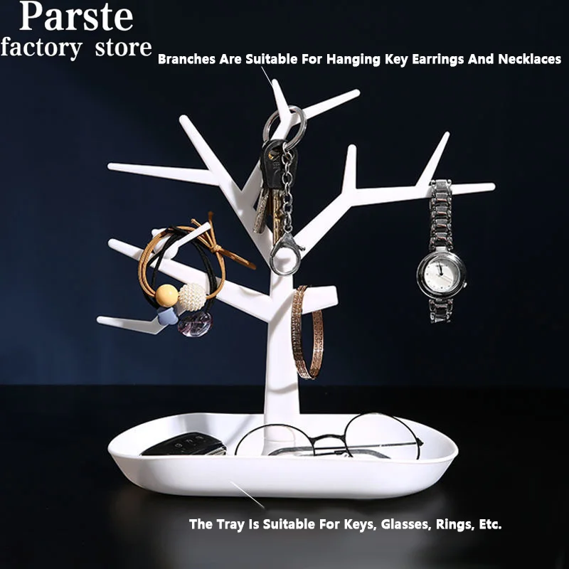 Christmas Tree-Shaped Plastic Key Hook Display Stand Detachable Kitchen Hook Home Decoration Storage Box Simple Style Gift