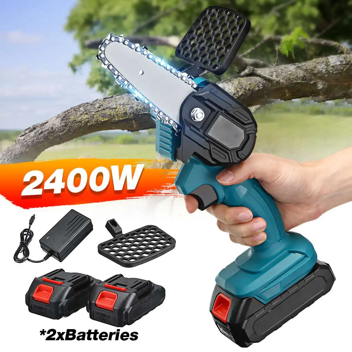 New 2400W 88VF 4 Inch Mini Electric Saw Chainsaw Garden Tree Logging Saw Woodworking Tools Wood Cutters For Makiita 18V Battery