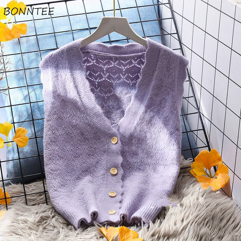 Sweater Vest Women V-Neck Knitting Sleeveless Solid Simple Autumn Feminino Clothing Loose All-match Korean Version Leisure Soft