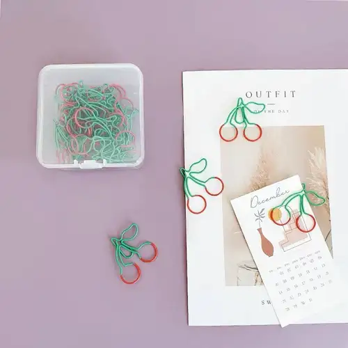 MINKYS Kawaii 10pcs/lot Strawberry Lemon Carrot Metal Paper Clip Christmas Song Decorative Bookmark Binder Clips Stationery - Image 3