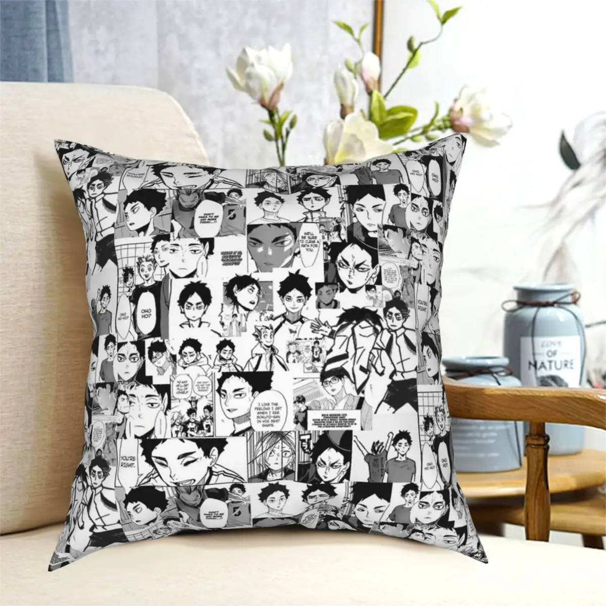 Akaashi Keiji Manga Collage Haikyuu Square Pillowcase Creative Decor Pillow Case Sofa Seater Cushion Cover