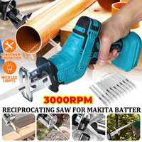 Drillpro 18V Cordless Reciprocating Saw Portable Electric Saw 10Pcs Saw Blades Wood Metal Cutting Machine for Makita 18V Battery