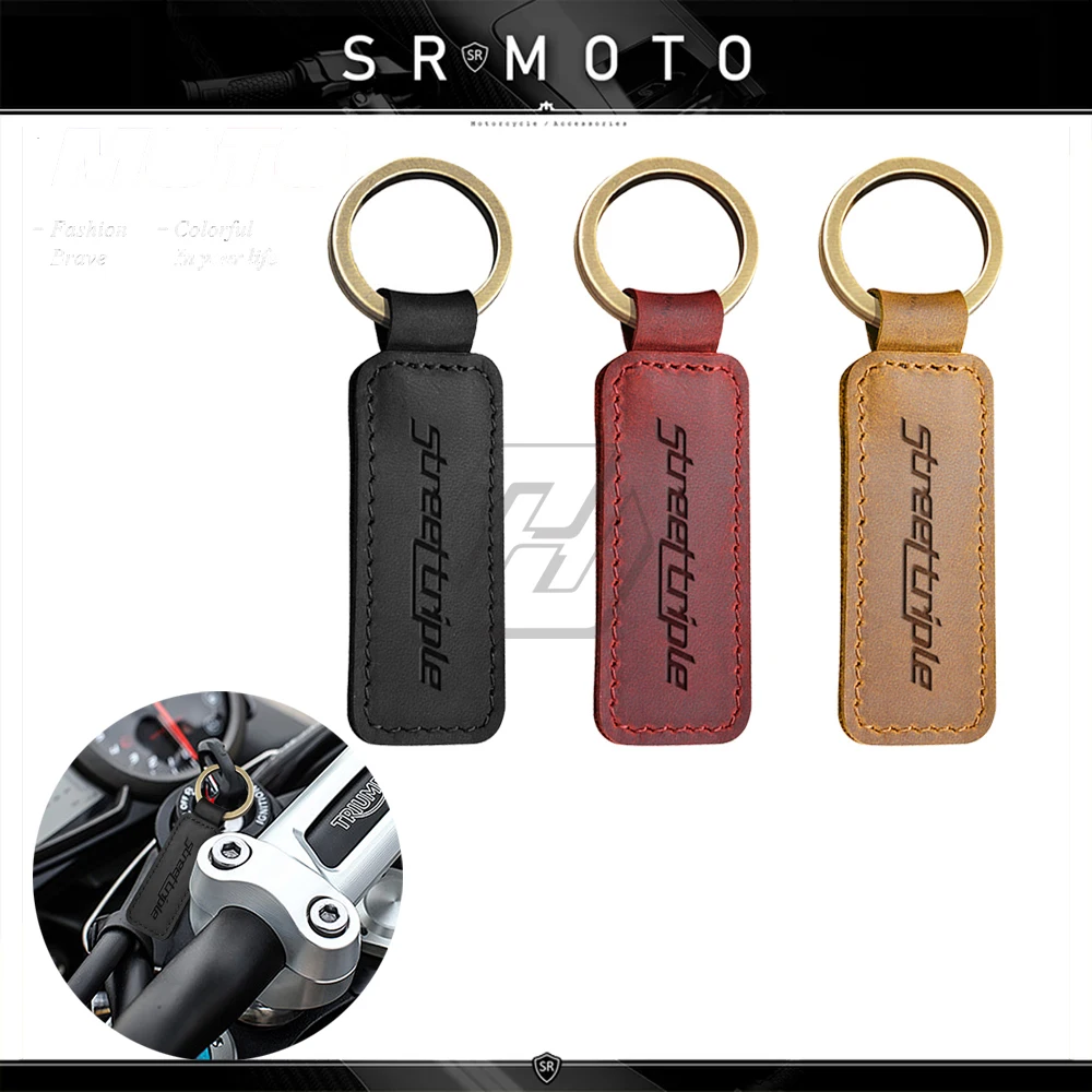 

Motorcycle Cowhide Keychain Key Ring Case for Triumph Street Triple 675 765 R RS