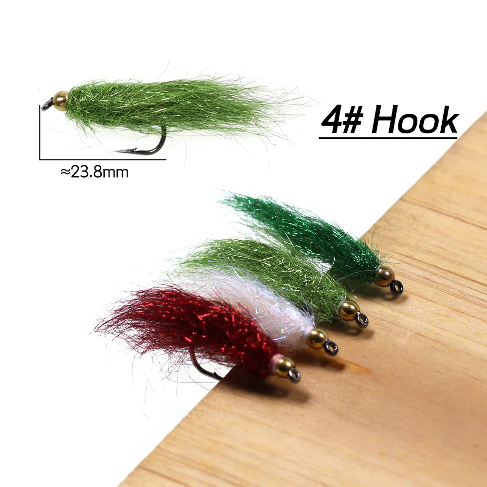 Bimo 7pcs/box Brass Beadhead Ice Dubbing Streamer Fly 4# Hook Lure Bait For Trout Salmon Steelhead Fishing