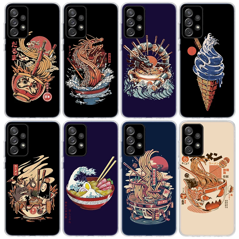 Kanagawa Surf Food Noodles Phone Case For Samsung Galaxy A15 A14 A13 A12 A55 A54 A53 A52 A35 A34 A33 A32 A25 A24 A23 A22 A04S A0