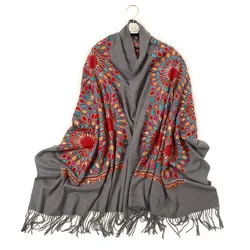 カシミヤスカーフ,ファッショナブルな花柄,女性用,ショール,暖かい毛布,ラップ,女性用,バンダナ,厚いヒジャーブキャップ