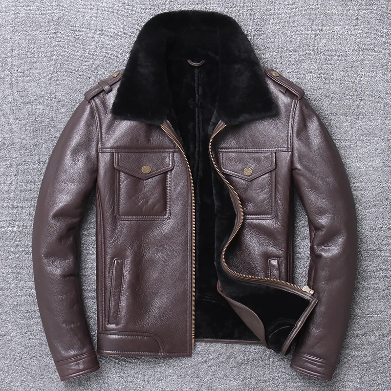 Winter Free shipping,2020 Sheep fur coat,100% wool Shearling,thick warm leather jacket,mens sheepskin coat.casual jackets.