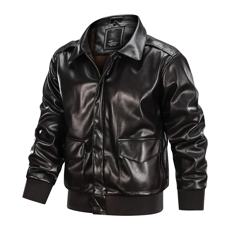 Men\'s Winter Thick Bomber Flight Leather Jacket Male Skin Biker Motorcycle Outwear Coats Soft Air Force Pilot Leather Jackets