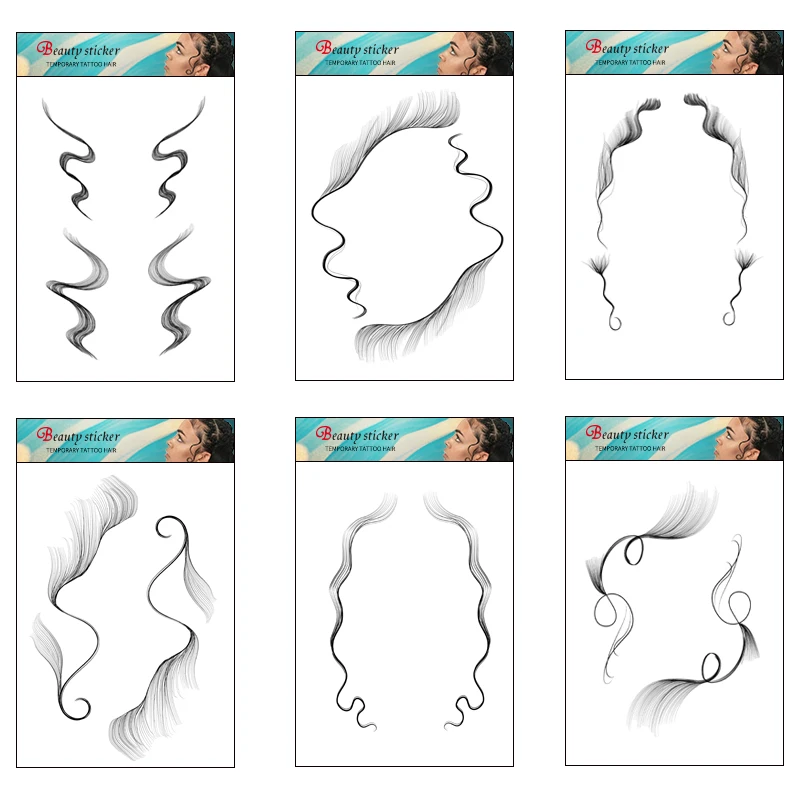 Hair Edges Tattoo Sticker Baby Hair Pony Tail Styles Temporary Tattoo Sticker Template Sleek Edges Bangs Tattoo Sticker