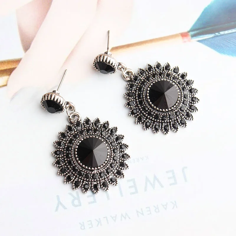 LUBOV Exaggerated opal Round Crystal Boucles Oreilles Pendan Earrings Women Drop Earrings Bijoux Acier Inoxydab