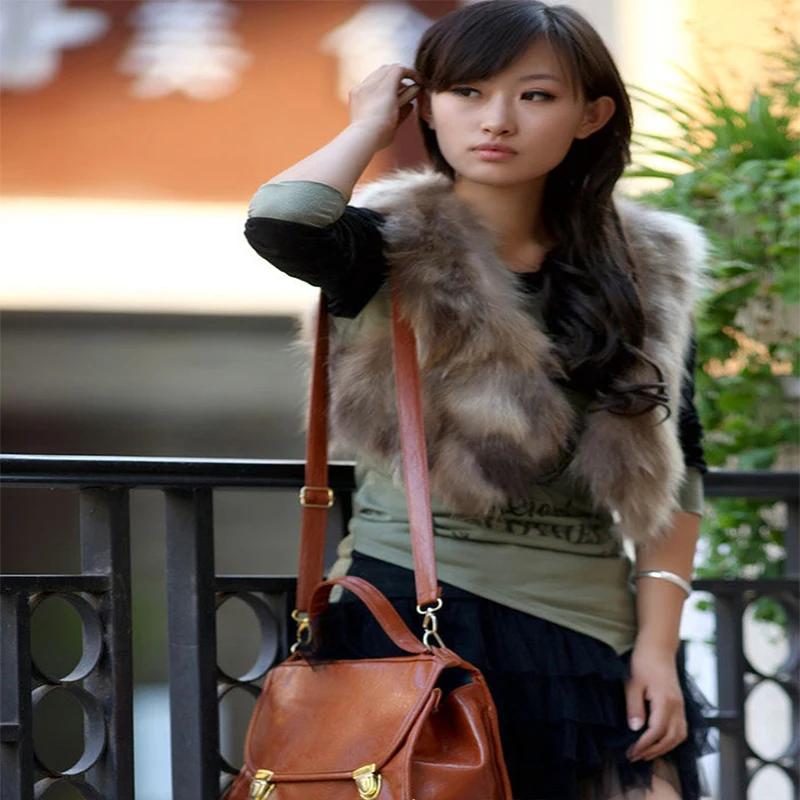 

Fashion Fur Vest Pure Natural Raccoon Hair Short Vest Suede Raccoon Fur Vest