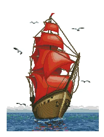 The sea Red Sails Top Quality Cross Stitch Kits 14CT Unprinted Sewing kit Embroidered Art Handmade Home Decor