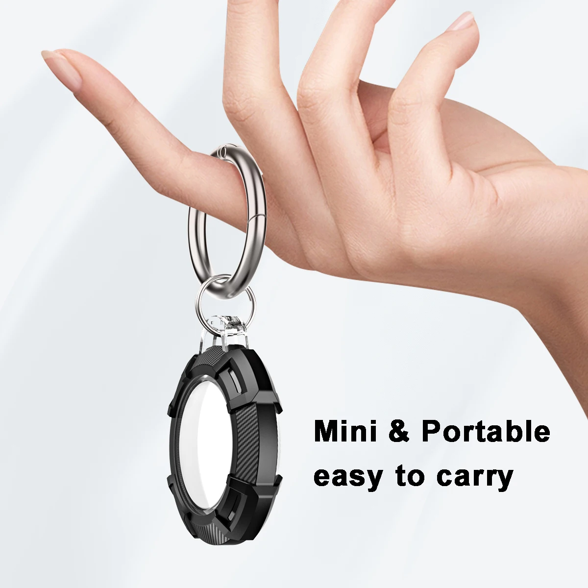 Juste de protection complète pour Apple AirTag, pare-chocs en silicone, étui en fibre de carbone, protection antichoc pour AirTags, structure anti-perte, 360 °