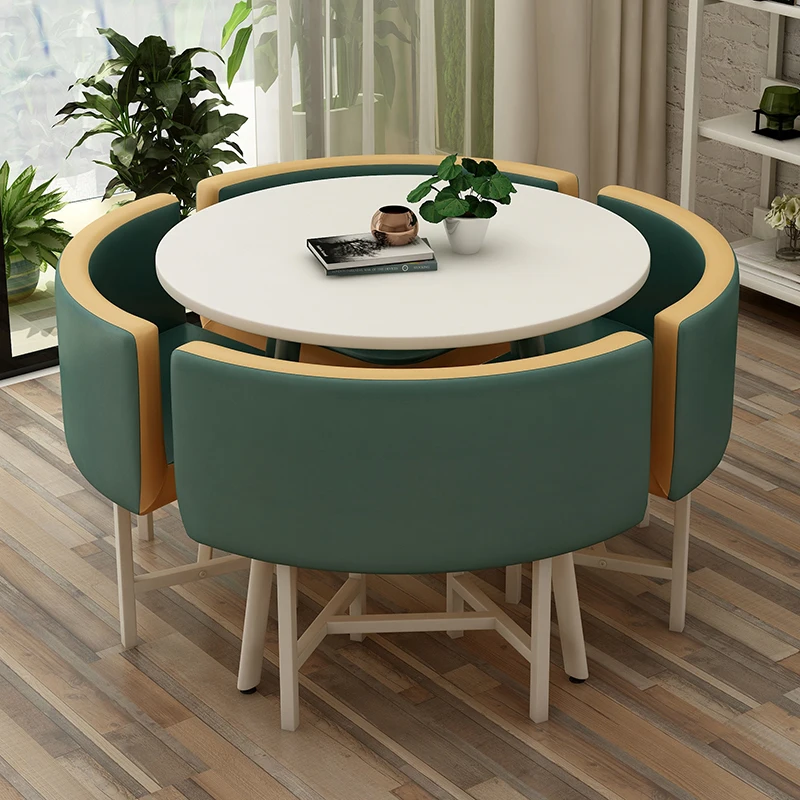 dining table set 4 chairs Office reception seat suits Negotiation table Casual visitor round table visitor office desk chair set