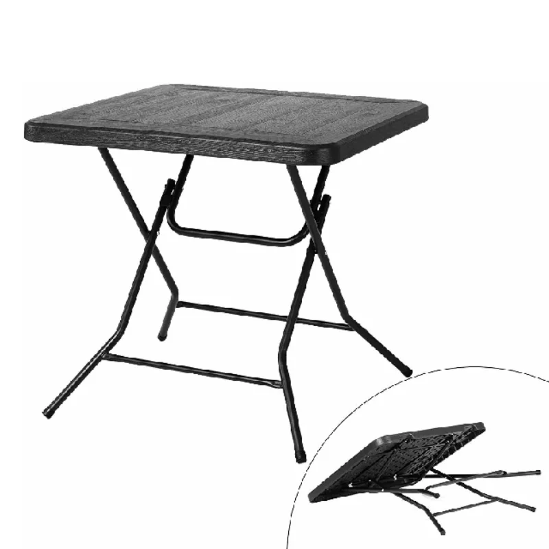 Folding Table 80*80*74cm, Balcony Table with Steel Frame, Waterproof Garden Table, Thicken HDPE, for Party Kitchen Living Room