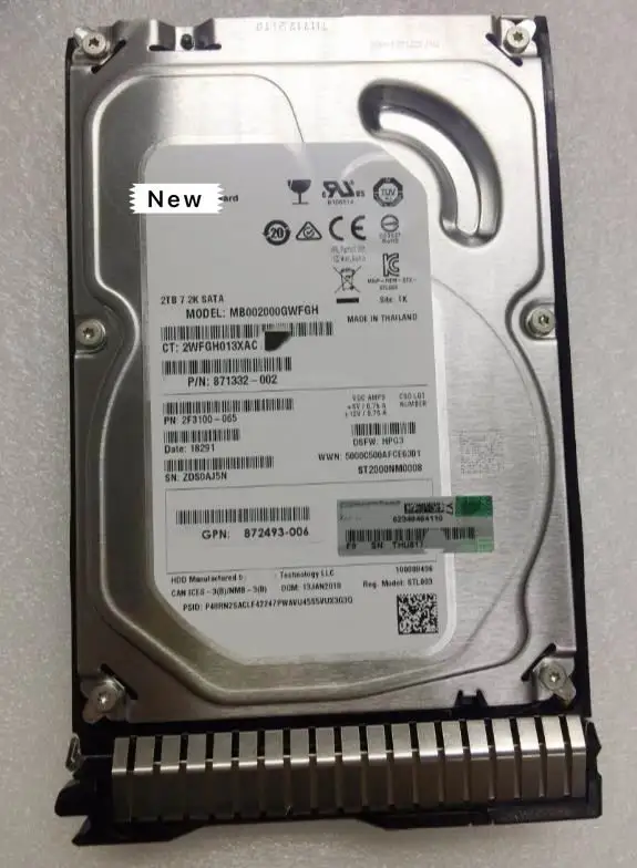 

2TB SATA 6G 7.2K LFF SC-STOCK 872489-B21 Ensure New in original box. Promised to send in 24 hours