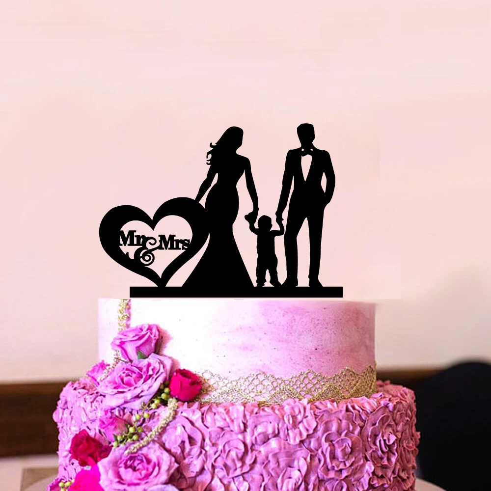 Family Style Cake Topper Wedding Party Kids Dag Anniversary Bridal Shower Decorations Kids Gift cake decor Rustic Wedding