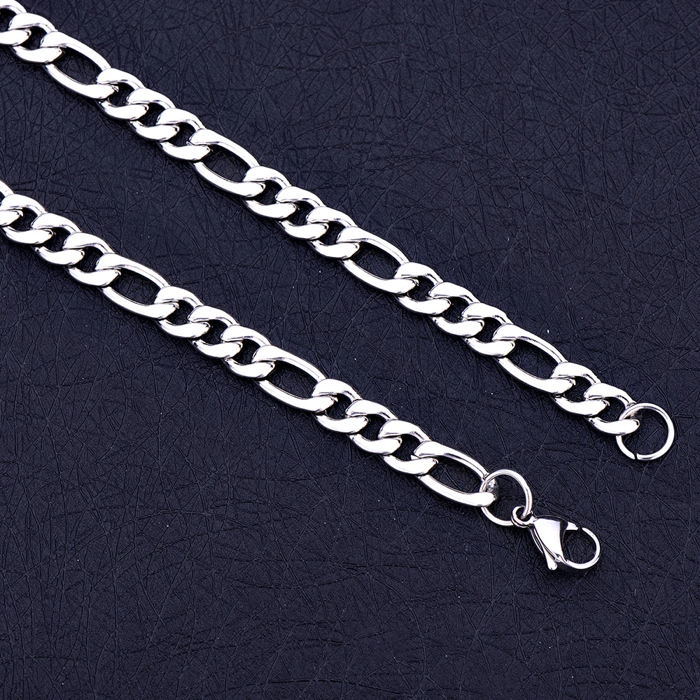 Low price 8MM stainless steel figaro chain necklace for men fashion hip-hop rock style jewelry length 50-70CM drop shipping