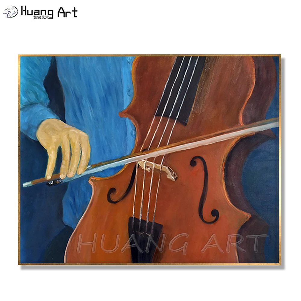 Violin Performance Oil Painting for Room Wall Decor Hand-painted Violin Wall Painting Musical Instrument Canvas Oil Painting