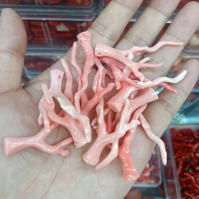 5pcs About 48mm Pink Synthetic Coral Branch Pendant Bead  DIY Necklace Earring Red Artificial Coral Pendants For Jewelry