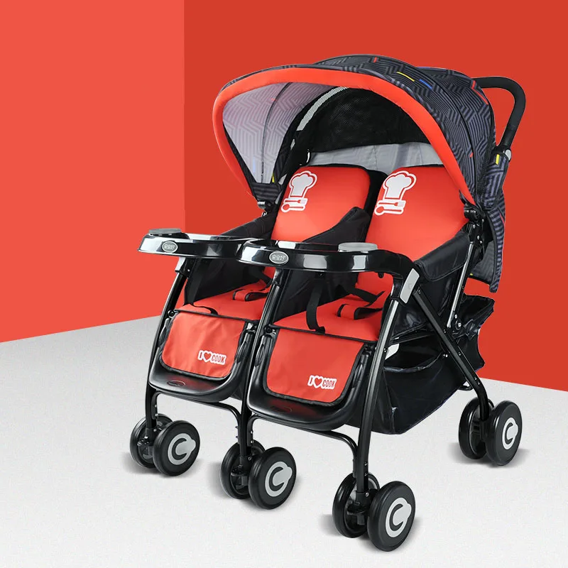 Cochecito doble plegable para bebés gemelos, carrito para recién nacidos, de 0 a 3 años, para las cuatro estaciones