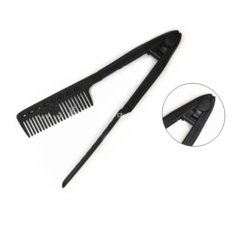 

Portable V Type Hair Straightener Comb Folding Styling Clip Tool Salon Hairdressing Brush Styling