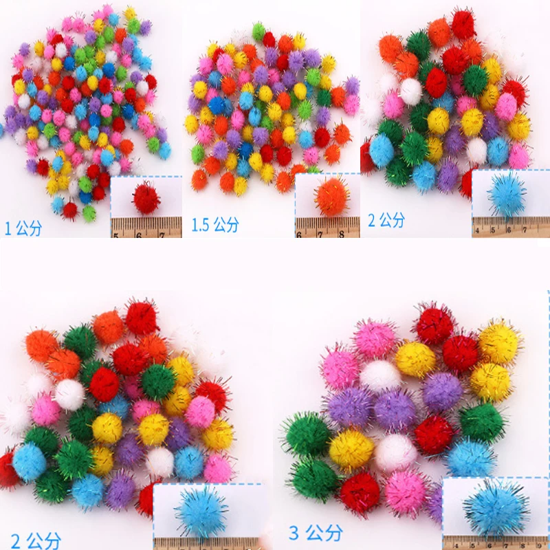 10/30MM Glitter Pompom Plush Craft Christmas Decor Kids Toys Accessories Wedding Decor Garment Handmade Material Cat Toys