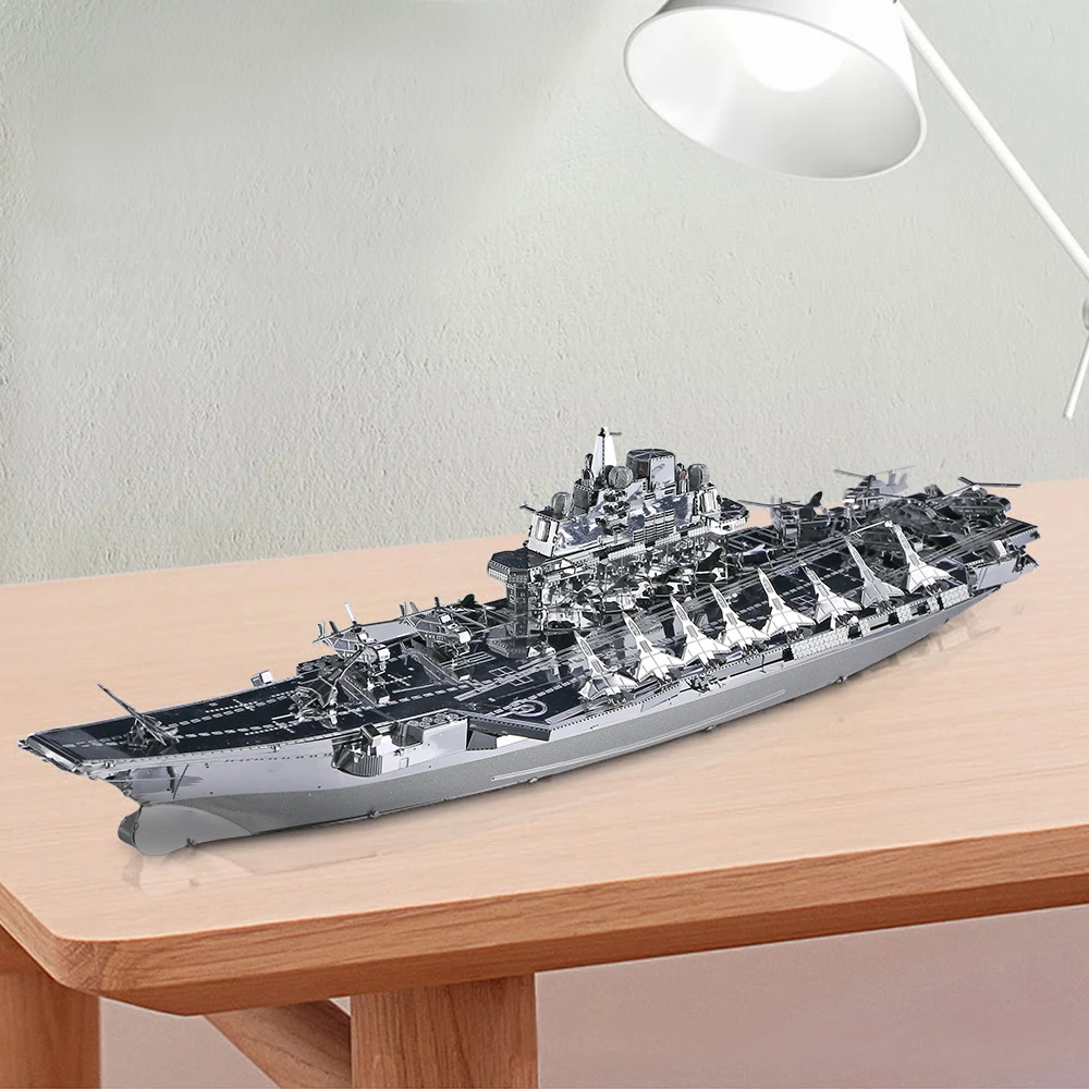 Piececool-rompecabezas de Metal 3D para adultos, modelo de construcción, juguete de rompecabezas de buque de guerra de LIAONING, regalos de