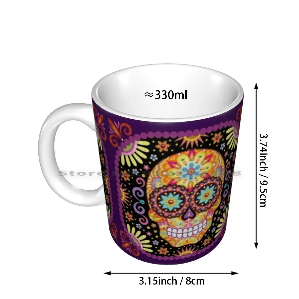 Sugar Skull Art By Thaneeya Mcardle-Viva Ceramic Mugs Coffee Cups Milk Tea Mug Sugar Skull Day Of The Dead Dia De Muertos Dia