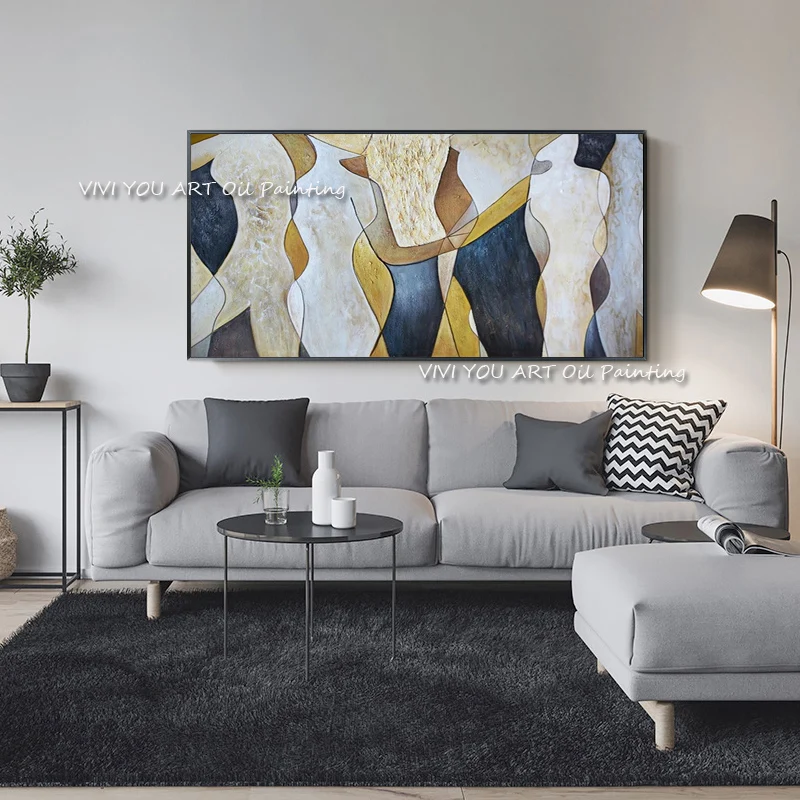 100% Handmade New Large Modern Abstract Women Portrait Canvas Oil Painting Wall Art Pictures For Living Room Decor