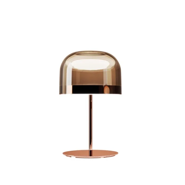 Post Modern Luxury Mushroom Shape Rose Golden Glass Shade with Iron Rod Base LED Table Lamp Bedroom Bedside Lamp US Plug In Type