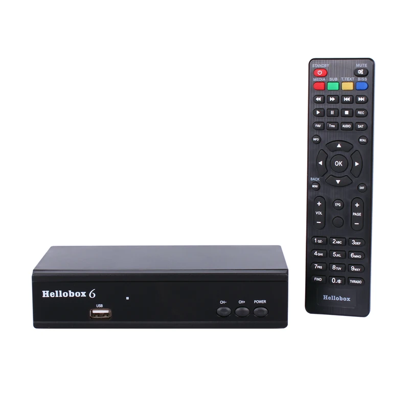 Hellobox6 Satellite TV Receiver H.265 HEVC 1080P MultiStream/T2MI Set Top Box Decoder DVB S2/S2X Tuner Receptor Include USB WIFI