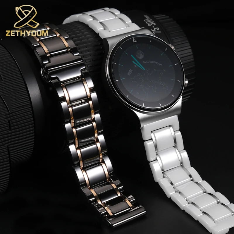 20mm 22mm Watch Band Strap For Samsung Galaxy 3 Watch 42 46mm GEAR S3 Active2 Classic quick release for Huawei GT Ceramic strap